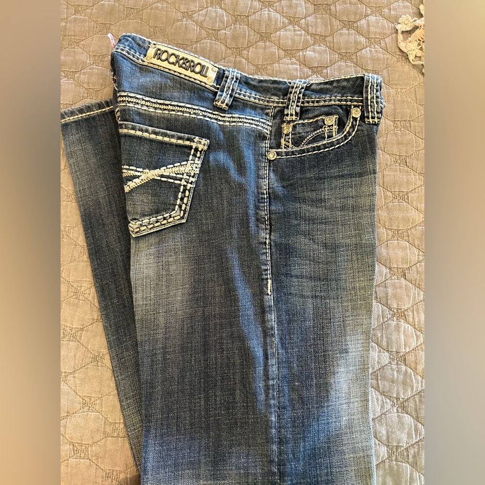 Rock & Roll cowgirl jeans size 28x34. Rodeo. Arena. Barn.